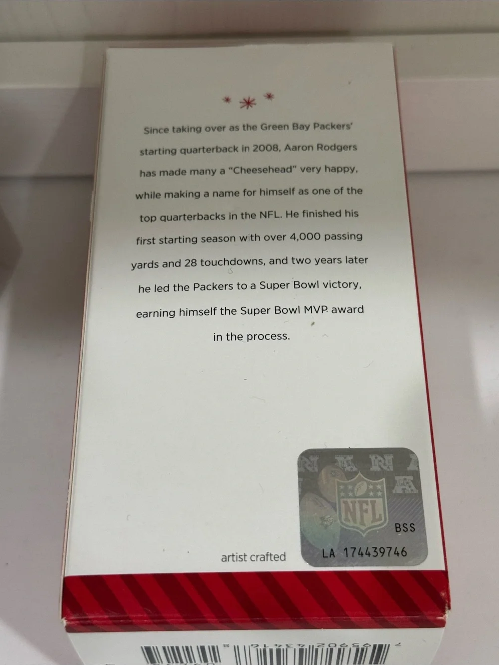 2014 Hallmark Keepsake Aaron Rodgers Green Bay Packers Football Legends Ornament